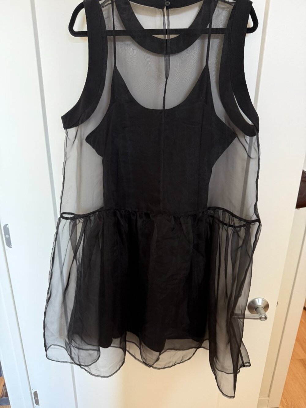 BHLDN Kendall Sleeveless High-Neck Organza Mini Dress / Black / XL - Picture 4 of 9